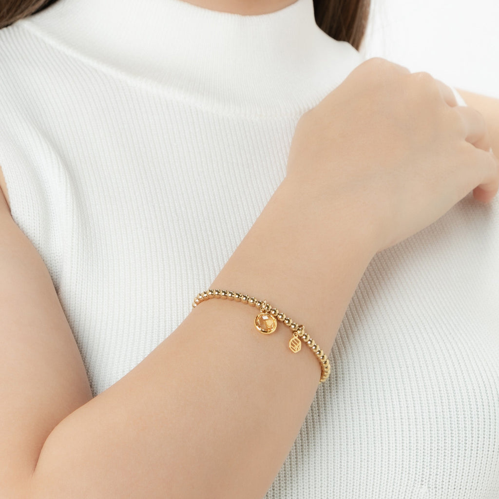 Citrine Birthstone Beaded Bracelet