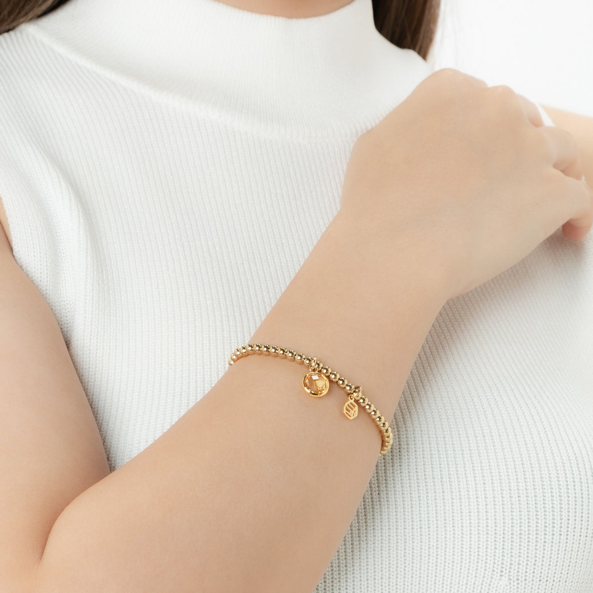 Citrine Birthstone Beaded Bracelet