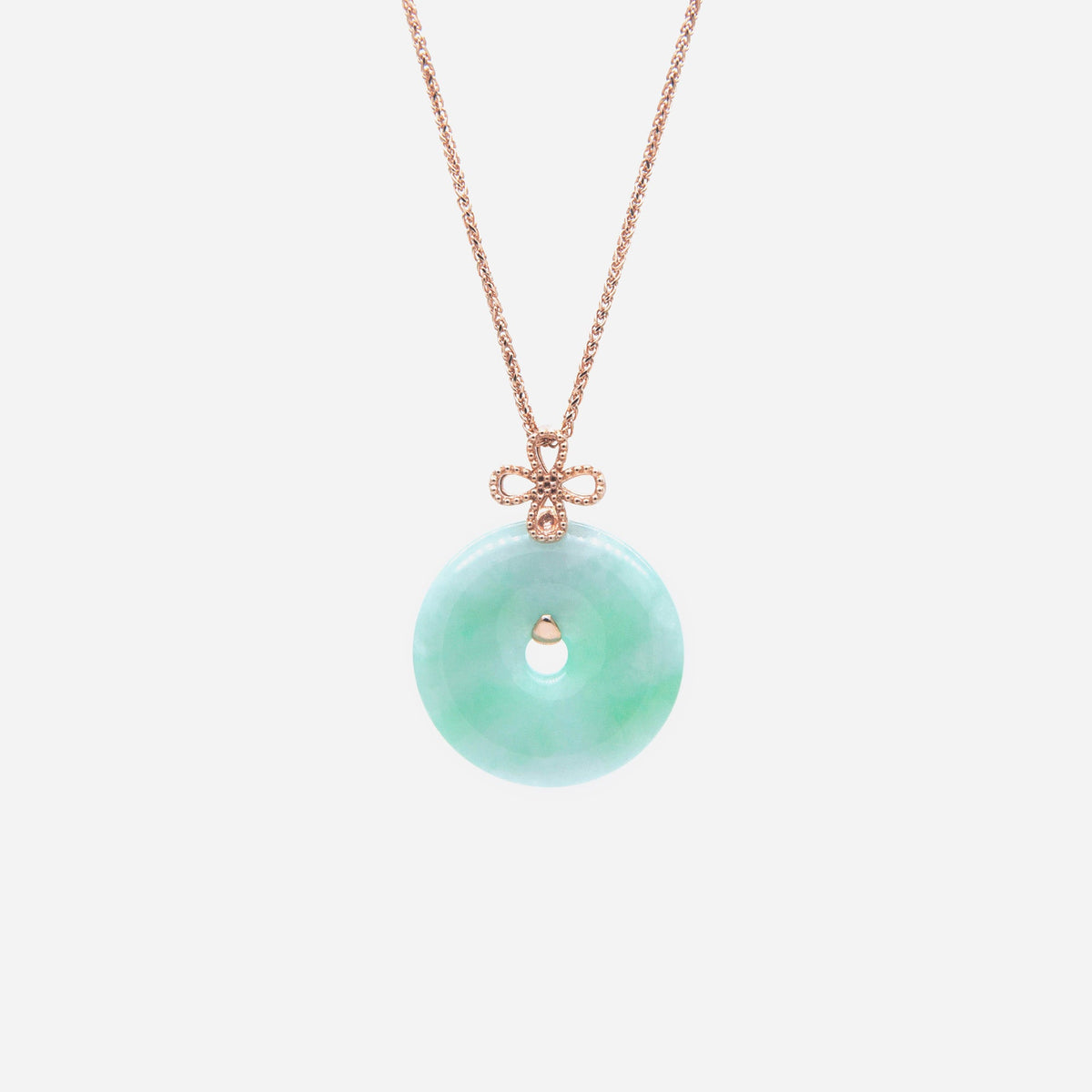 AURUM 金 18K Pendant in Apple Green Jade in Rose Gold
