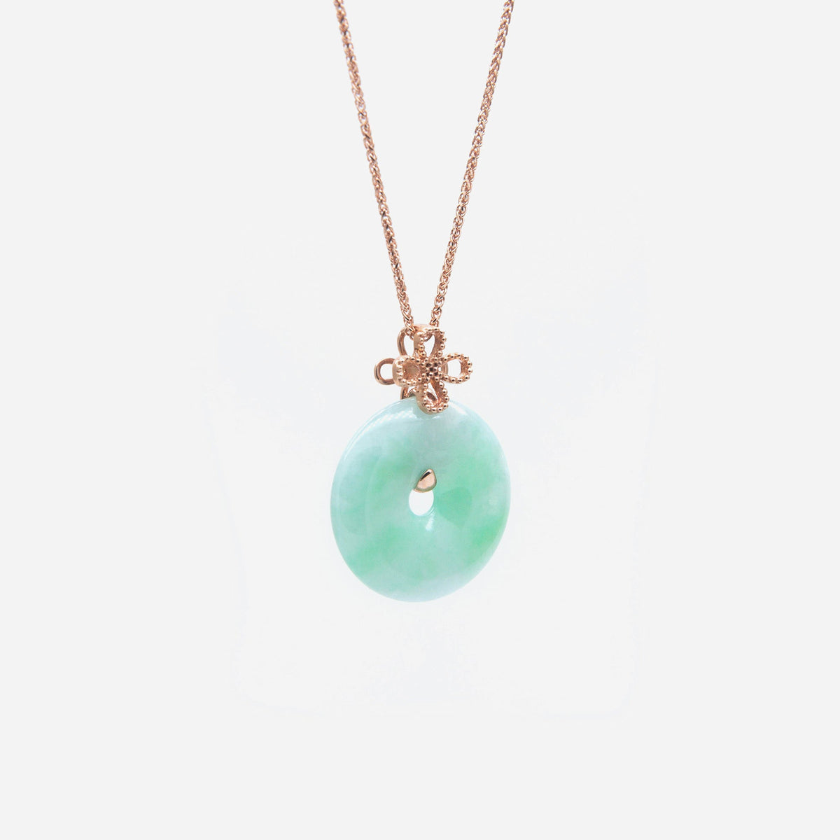 AURUM 金 18K Pendant in Apple Green Jade in Rose Gold