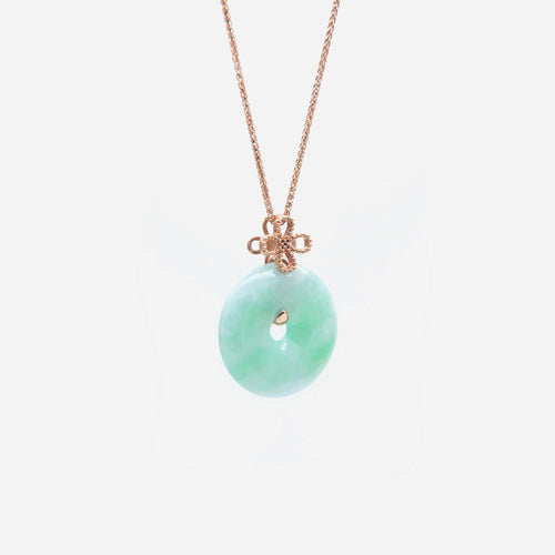 AURUM 金 18K Pendant in Apple Green Jade in Rose Gold