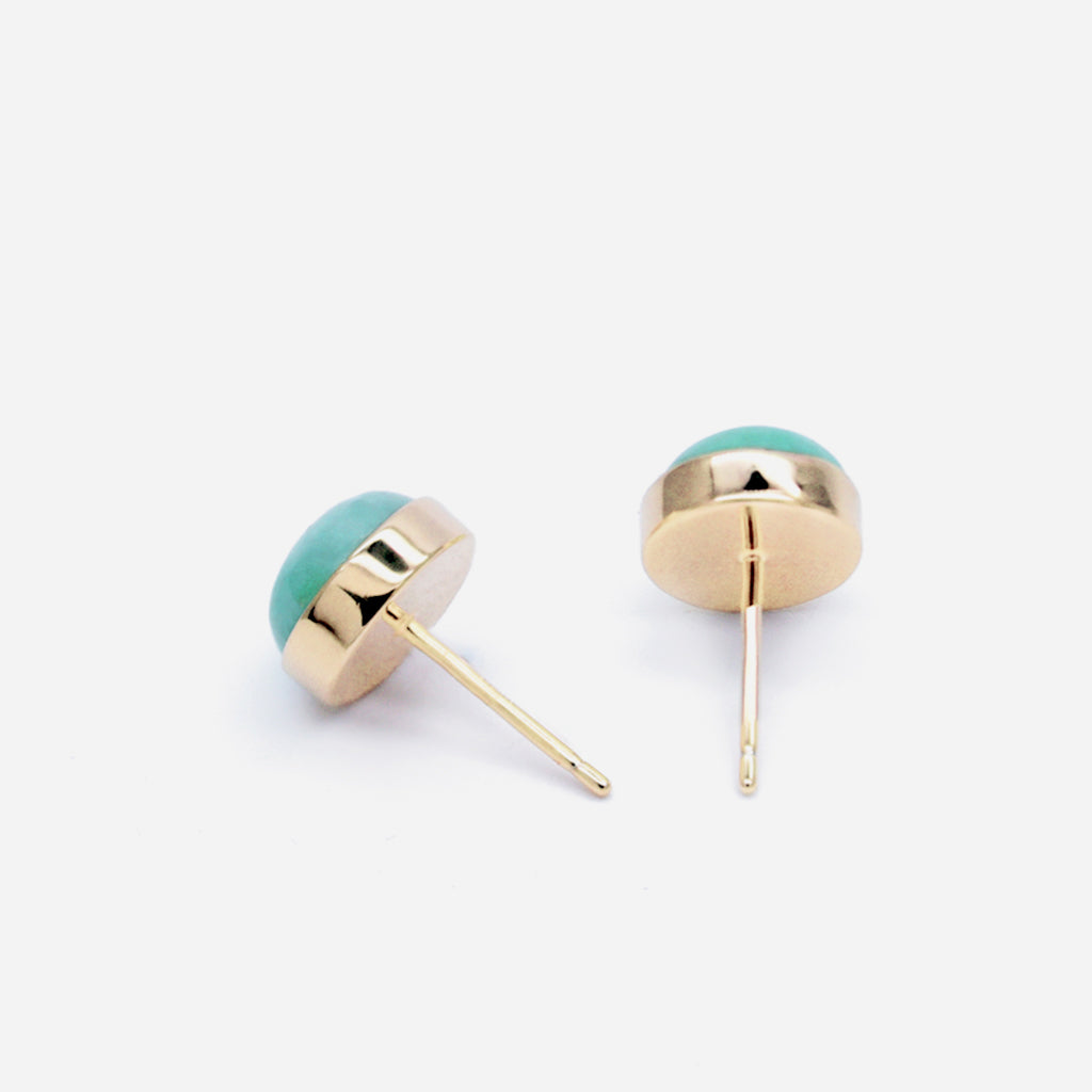 EDEN 悅 Earring Studs in Apple Green Jade  [14K/18K solid gold option]