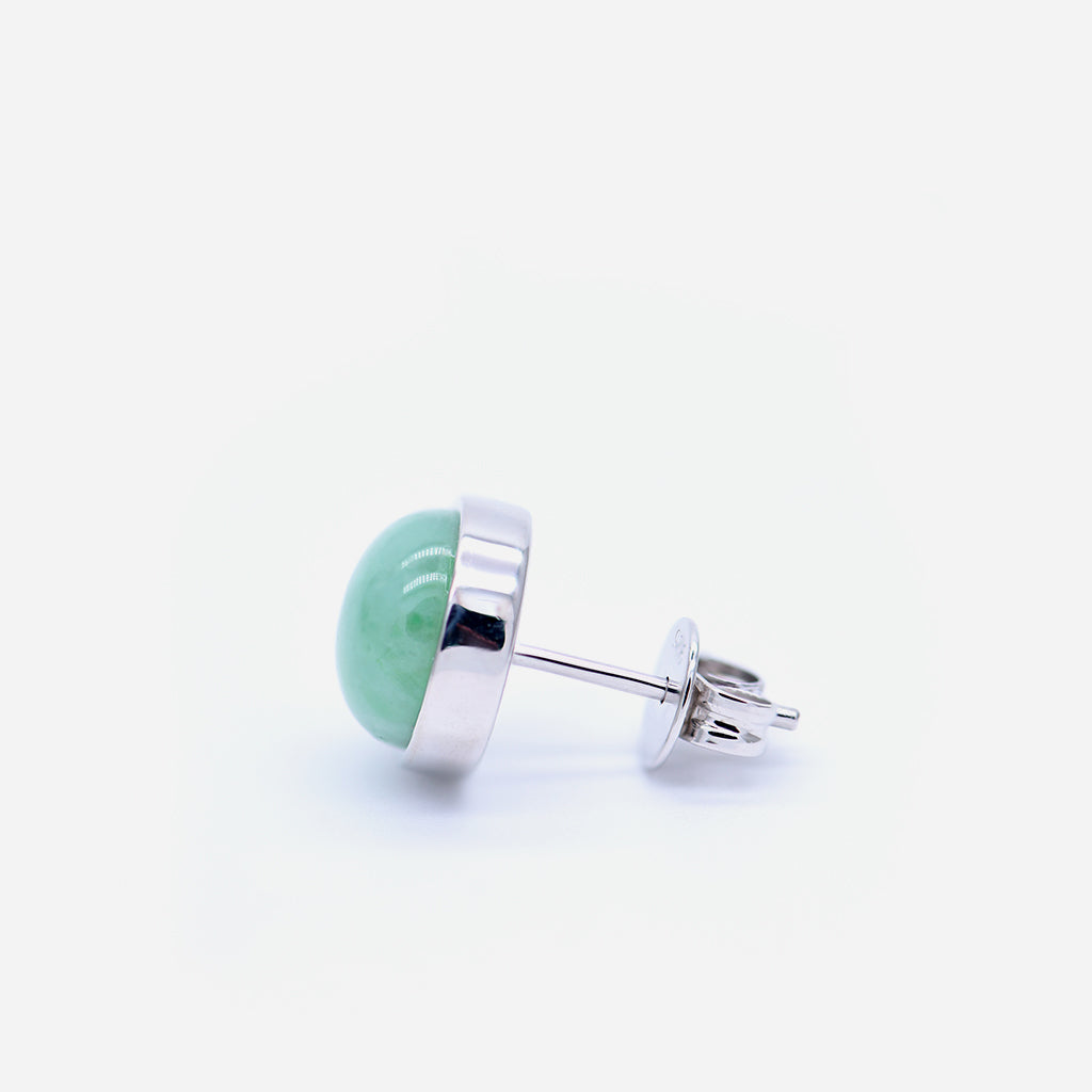 EDEN 悅 Earring Studs in Apple Green Jade  [14K/18K solid gold option]