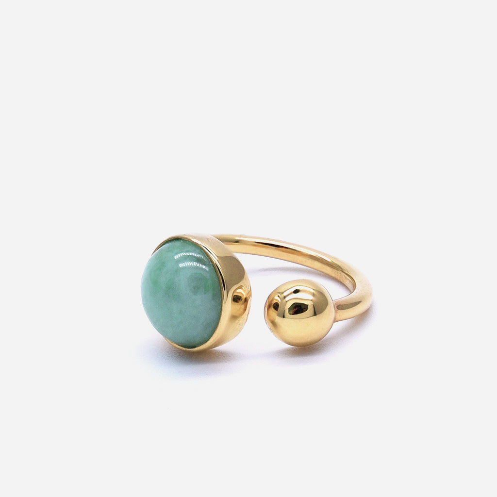 EDEN 悅 Open Ring in Apple Green Jade [14K/18K solid gold option]