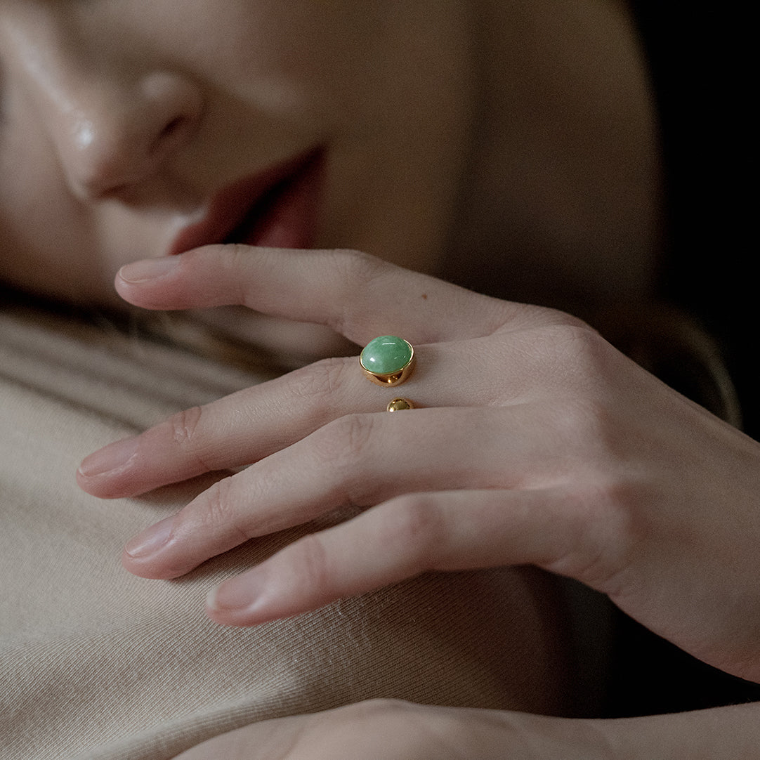 EDEN 悅 Open Ring in Apple Green Jade [14K/18K solid gold option]