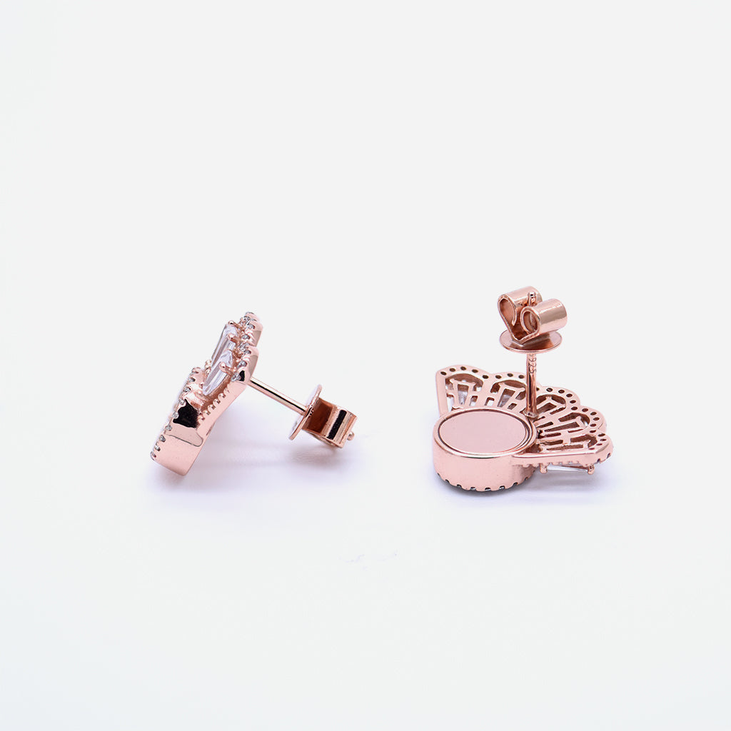 Oriental Fan Earring Studs in Lavender Jade