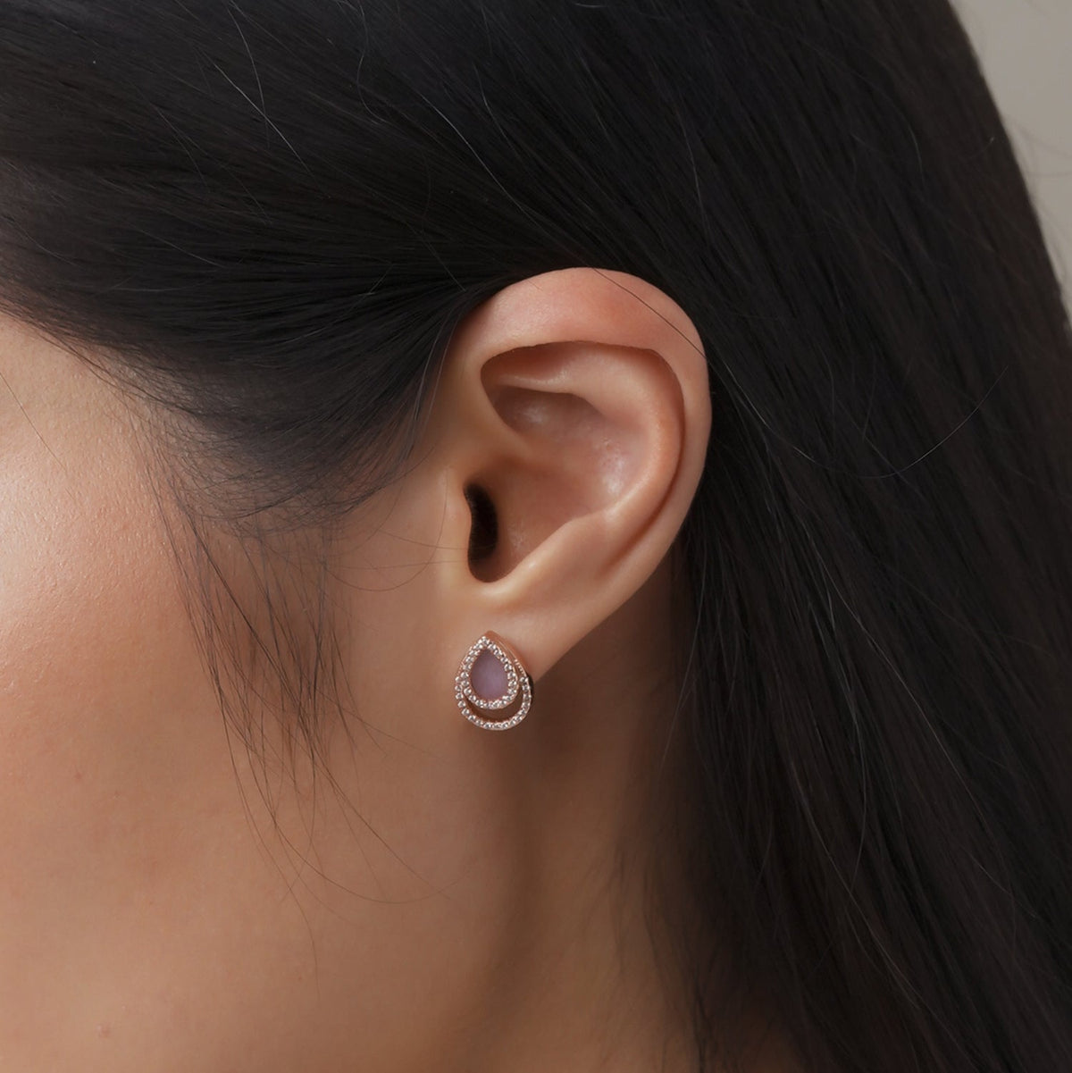 AQUA 水 Earring Studs in Lavender Jade