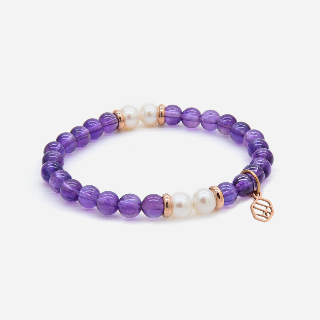 Pearl • Amethyst • Beaded Bracelet