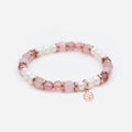 Pearl Rose Quartz Strawberry Quartz Beaded Bracelet