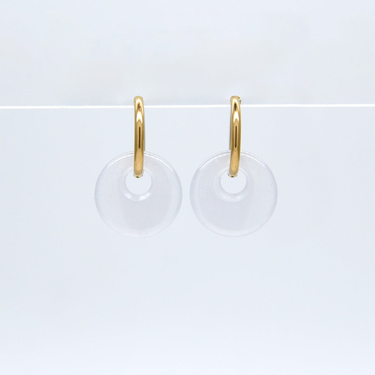 CONCEPT Hoop Earrings in Ice White Jade